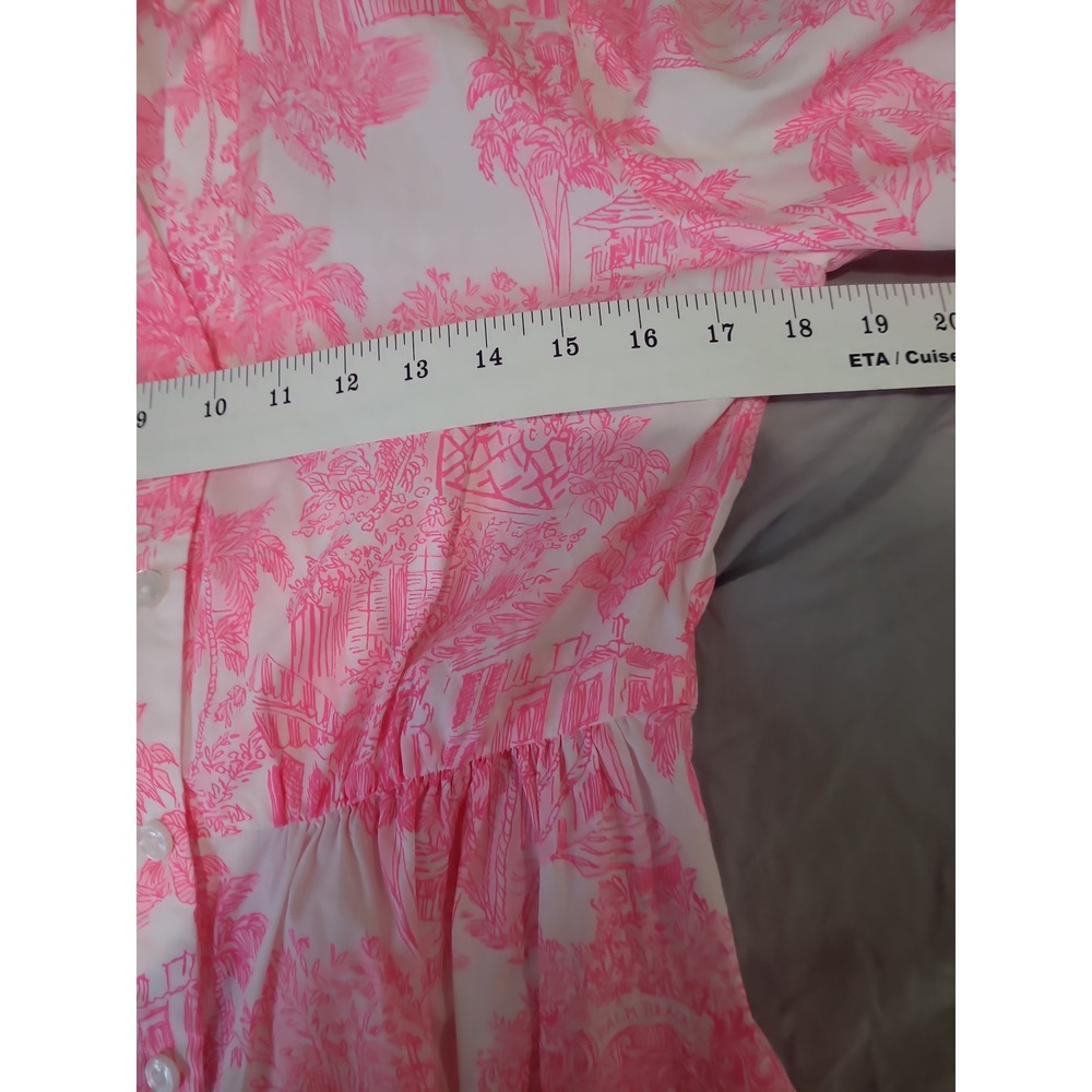 Lilly Pulitzer Amrita 3/4 Sleeve Cotton Shirtdress toille print Women SZ 0 vaca - Picture 9 of 12